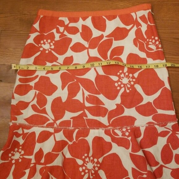J Crew Orange and White Floral Linen Skirt - Picture 7 of 7
